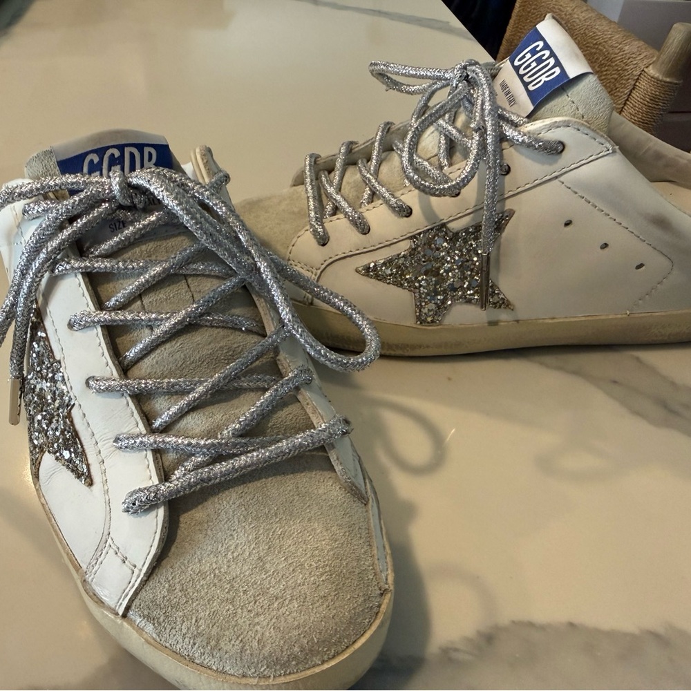 Golden Goose White Sneakers with Silver Star - Picture 7 of 8